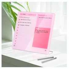 Acrylic Dry Erase Board 12 W x 10 H Pink Whiteboard with Stand Frameless Desktop picture