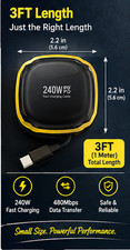 USB C to USB C Retractable Cable 240W 5A PD Fast Charging Data Cord picture