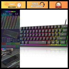 Mini 60% RGB Backlit Gaming Keyboard - 61 Key Ultra-Compact Mechanical Feel, Wat picture