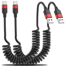 Coiled USB C Cable for Car, 2 Pack Type C 3FT A-C, Black picture