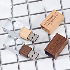 Custom Logo Crystal Wooden USB2.0 Flash Drives 32GB 64GB Pen Drive Memory Stick picture