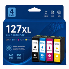 127XL 4-PK Ink Cartridges for Epson 127 Ink WF-545 6630 WF-3520 3540 7510 picture