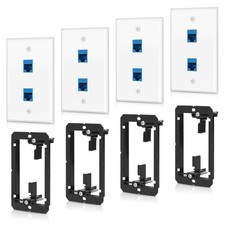 Blue Cat6 RJ45 Ethernet Wall Plate 2 Port Female Keystone Jack Coupler 4 PCS picture