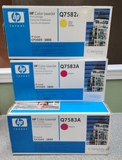 Lot of (7) New Genuine Sealed HP Q7582A Yellow, Q7583A Magenta Toner, 1 open box picture