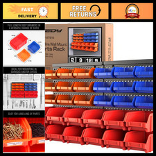 30-Bin Wall-Mounted Storage Rack - Heavy-Duty Tool Organizer for Screws, Nuts, B picture