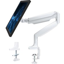VIVO White Aluminum Single Monitor Pneumatic Arm Desk Mount, Up to 32