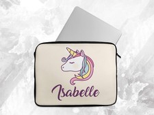 Personalised Any Name Unicorn Laptop Case Sleeve Tablet Bag Chromebook Gift picture