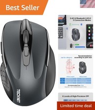Ergonomic Wireless Mouse, 6 Buttons, Bluetooth 5.0/USB for Quiet Performance picture
