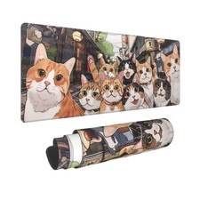 Gipvuqa Japanese Cats XL Gaming Desk Pad 31.5x11.8 Inch Large Mouse Mat picture