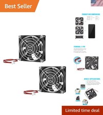 Ultra-Quiet 80mm x 25mm 12V Brushless Fan 2-Pack - High Air Flow Performance picture