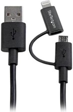 Startech 3 Ft Black for Apple 8-pin Connector Or Micro Usb To Usb Combo LTUB1MBK picture