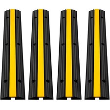 Happybuy 4 Pack of 1-Channel Rubber Cable Protector Ramps Heavy Duty 18000Lbs Lo picture