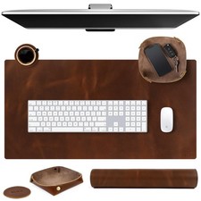 Genuine Leather Desk Pad Large 32x16 Mouse Pad Computer Blotter Mat picture