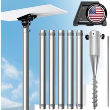 Compact Starlink Pole Mount Kit - 10Ft Stainless Steel with Secure Ground Anchor picture