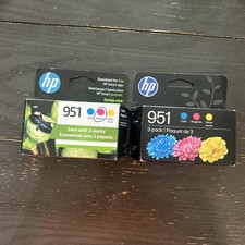 HP 951 3-PACK Cyan/Magenta/Yellow GENUINE  INK CARTRIDGE EXP 08/2027. BRAND NEW. picture