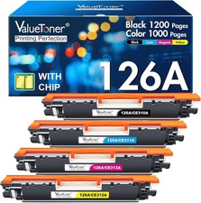 4 Pack for HP 126A With Chip Black Cyan Magenta Yellow 4 High Yield Cartridges picture