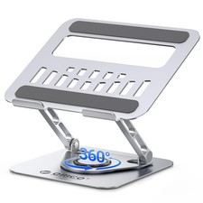 Adjustable Laptop Stand for Desk, 360 Rotating, Silver, Aluminum picture