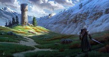 Landscape michal kus video games snow covered painting Custom Gaming Mat Desk picture