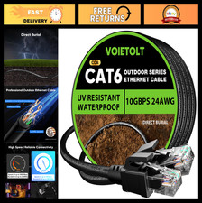 100ft Cat 6 Outdoor Ethernet Cable, 10Gbps Waterproof Direct Burial, UV Jacket, picture