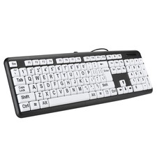 Elderly Keyboard, Large Print Computer Keyboard, 104 Keys QWERTY, High Contrast picture