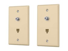 Monoprice B07F1956SS Combo Phone/Video Jack Plate Ivory 2-Pack picture