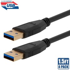 4 Pcs 1.5FT USB 3.0 Type A Male to Male SuperSpeed Sync Data Fast Charging Cable picture
