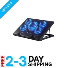 Stylish Blue Laptop Cooling Pad with Adjustable Height & 5 Ultra-Quiet Fans picture
