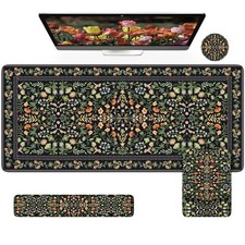 Black Floral Mouse Pad Wrist Rest Ergonomic Large Desk Mat Keyboard Support picture