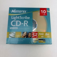 NEW Memorex LightScribe CD-R 52x 700mb 80 Minute Recordable Compact Disc 10-Pack picture