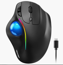 TECKNET TK-MSO23 Wireless Optical Trackball Mouse RGB 4800 DPI 6-Button Black picture
