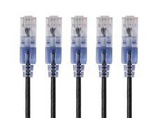 SlimRun Cat6A Ethernet Patch Cable Network RJ45 Stranded UTP 30AWG 3ft Black 5pk picture