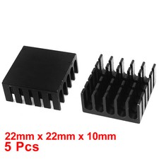 5 x Black Aluminum Radiator Heat Sink Heatsink 22mm x 22mm x 10mm picture