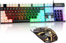 CHONCHOW Light Up Keyboard and Mouse Combo, Full Size RGB Gaming Main Black picture