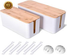 2Pack Cable Management Box,Wooden Style Cord Organizer Cord Hide Box picture