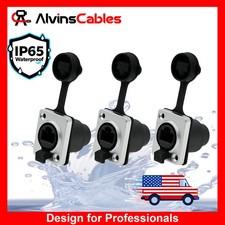 3Pcs RJ45 Waterproof Sockets IP65 Ethernet Panel Mount RJ45 Connector Black picture