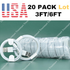 Lot of 20X USB Cable 3/6Ft Wholesale For Apple iPhone 14 13 12 11 8 Charger Cord picture