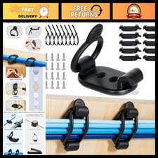 10 Pack Adjustable Adhesive Cable Clips - Black Cable Management Organizer picture