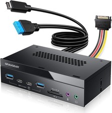 5.25-inch PC Front Panel USB Hub with 10Gbps USB-C, USB 3.0, SD/microSD, Audi... picture
