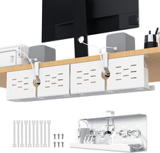 KEEGH 16 in under Desk Cable Management Tray, Metal Cord Organizer, 2 Pack picture