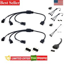 ARGB Splitter Cable 1-to-3 Male 3pin to JST SM 3Pin Adapter 11.8 Inch 2 Pack picture