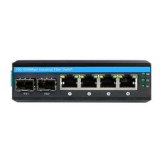 6-Port Hardened Industrial Gigabit PoE+ DIN-Rail Fiber Network Switch 4 x Gig... picture