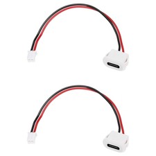 2pcs Type-C 2Pin Wire White Square  USB-C Female Socket to PH2.0 picture