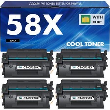 High Yield 58X Black Laser Printer Toner Cartridge 4 Pack with Chips picture