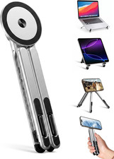 4-In-1 Foldable Laptop Stand & Magnetic Phone Holder, Silver Aerospace Aluminum picture
