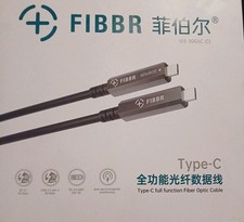 FIBBR CC 15m (49ft) Optical USB-C to USB-C Cable | 10Gbps 60W PD DP1.4 - NIB picture