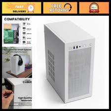 Compact Micro-ATX Mini ITX PC Case with 80mm Fan - White, Stylish Design, Easy B picture
