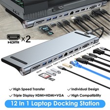 12in1 USB C docking station Dual monitor dock Triple display charging function picture