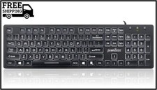 Perixx PERIBOARD-317 Wired Backlit USB Keyboard, Big Print Letter with White Ill picture
