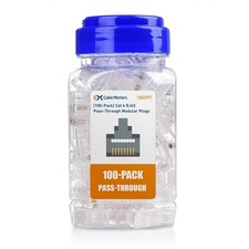 100-Pack Cat 6 Pass through RJ45 Connectors, 50Μ Gold Plated (Cat 6 Ends / Cat6 picture