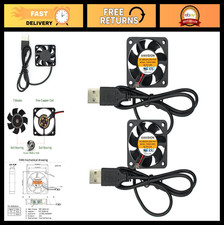 2-Pack 40mm x 10mm USB Brushless Cooling Fans, DC 5V, Dual Ball Bearing, Quiet picture